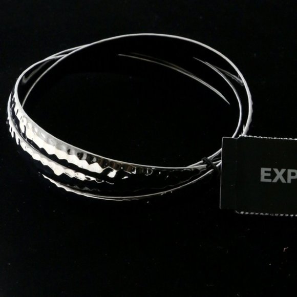 Express Jewelry - Express hammered entwined dark silver bangle trio